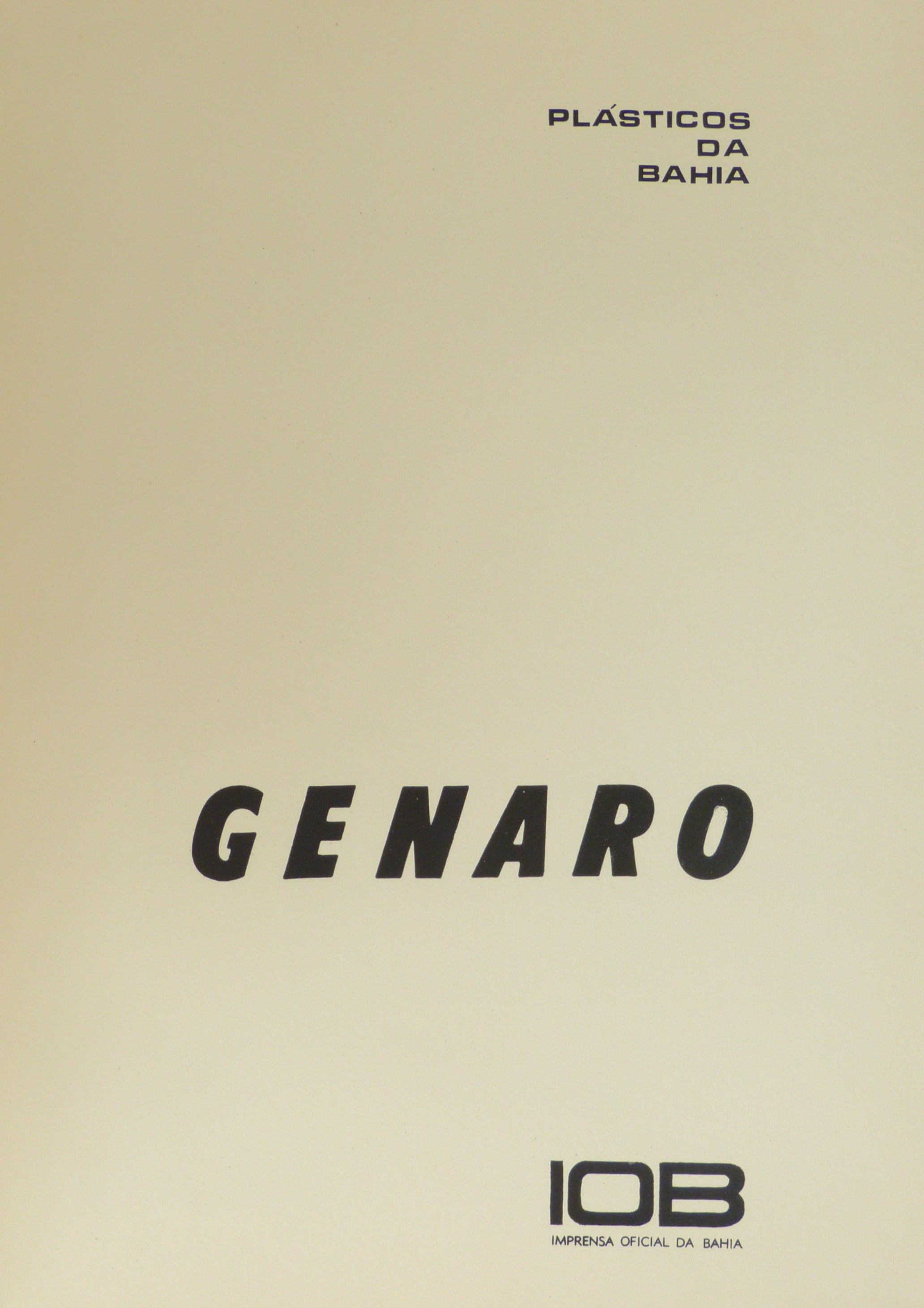 GENARO: Plasticos Da Bahia by Jorge Amado