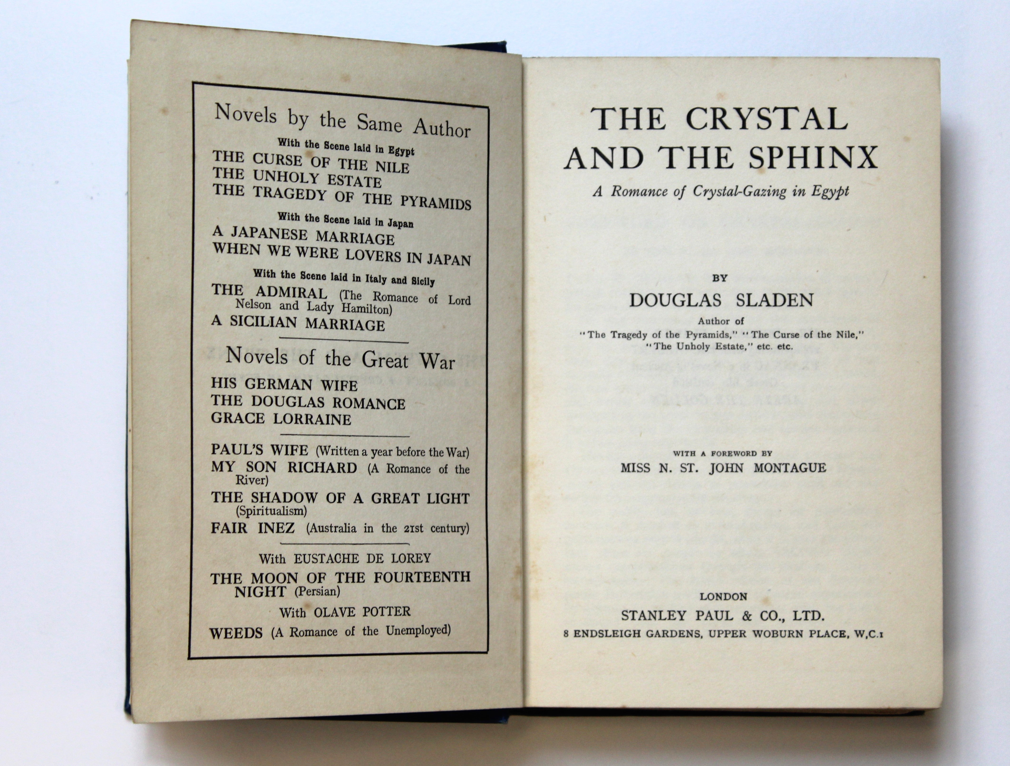 THE CRYSTAL AND THE SPHINX by Douglas Sladen