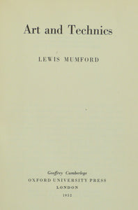 Art & Technics  By Mumford, L