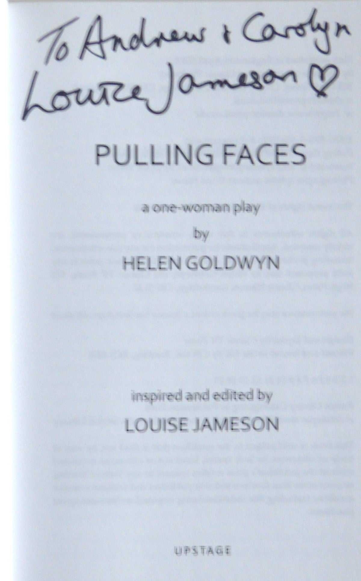 Pulling Faces By Goldwyn, Helen - signed copy