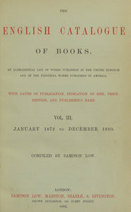 English Catalogue Of Books 1872-1880