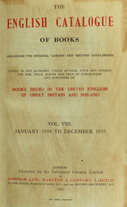 English Catalogue Of Books 1906-1910