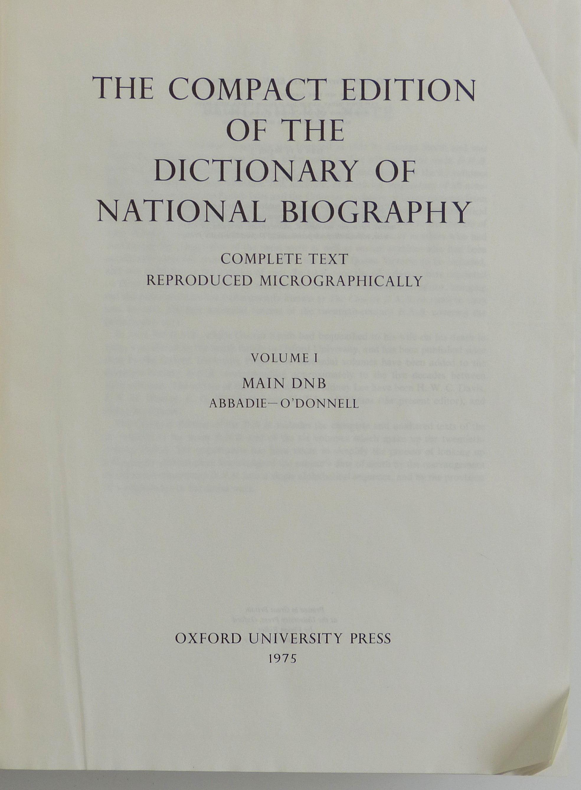 Dictionary of National Biography: v. 1-28 in 2 volumes by O'Donnell, A.