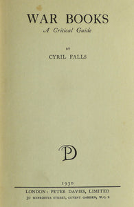 WAR BOOKS A Critical Guide by Falls, Cyril