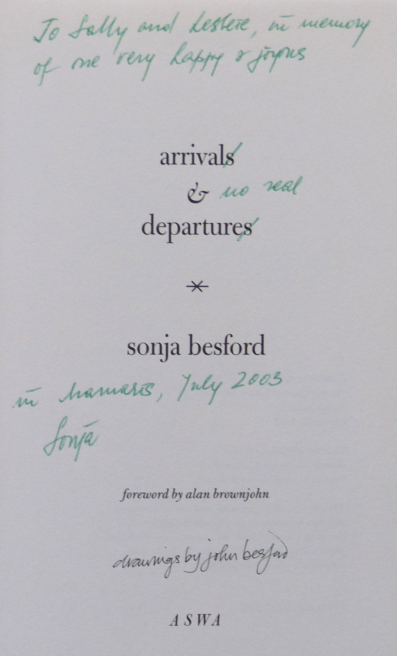 Arrivals and Departures by Besford, Sonja