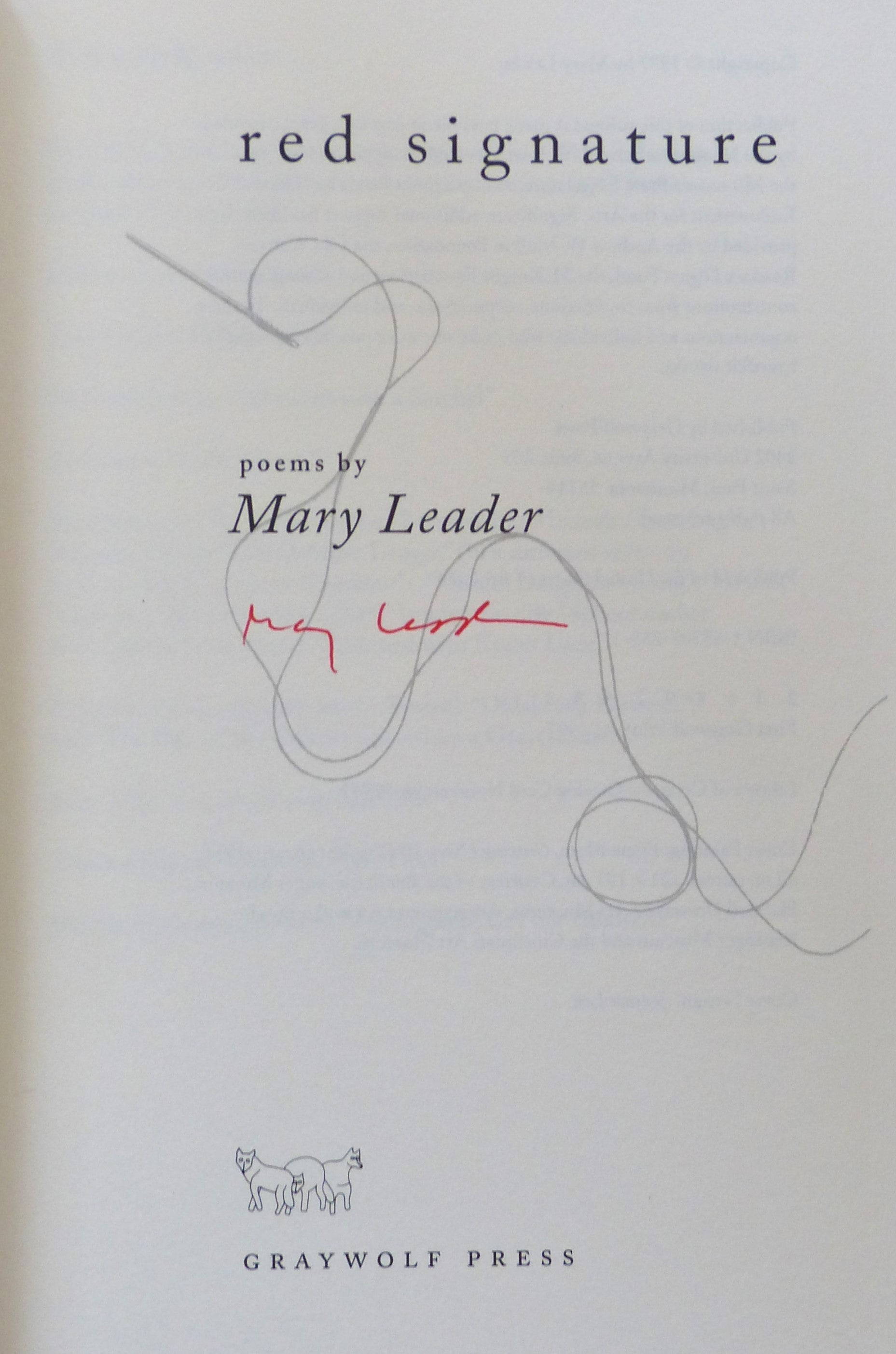 Red Signature (The national poetry series) by Leader, Mary