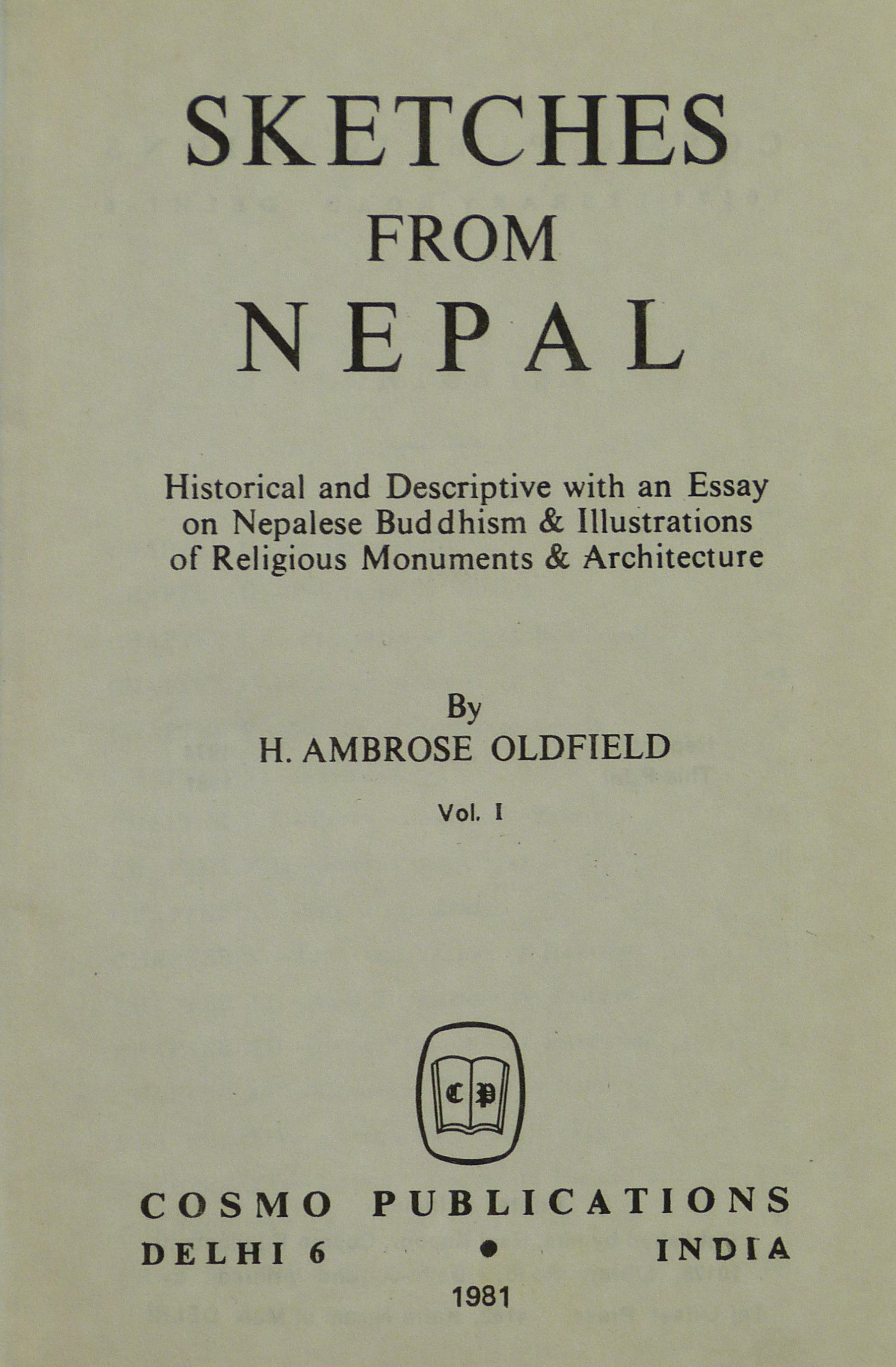 Sketches From Nepal Vol.1 by Oldfield,H. Ambrose.