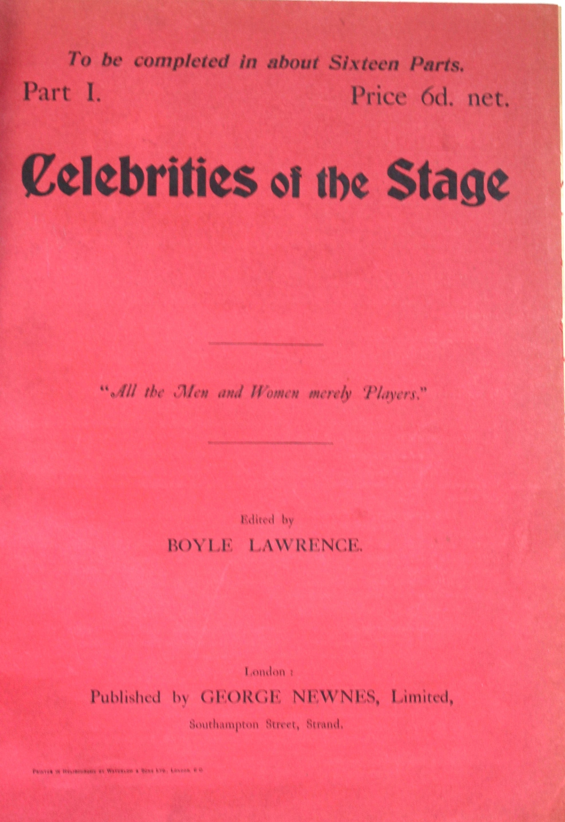 Celebrities of the Stage by Lawrence, B