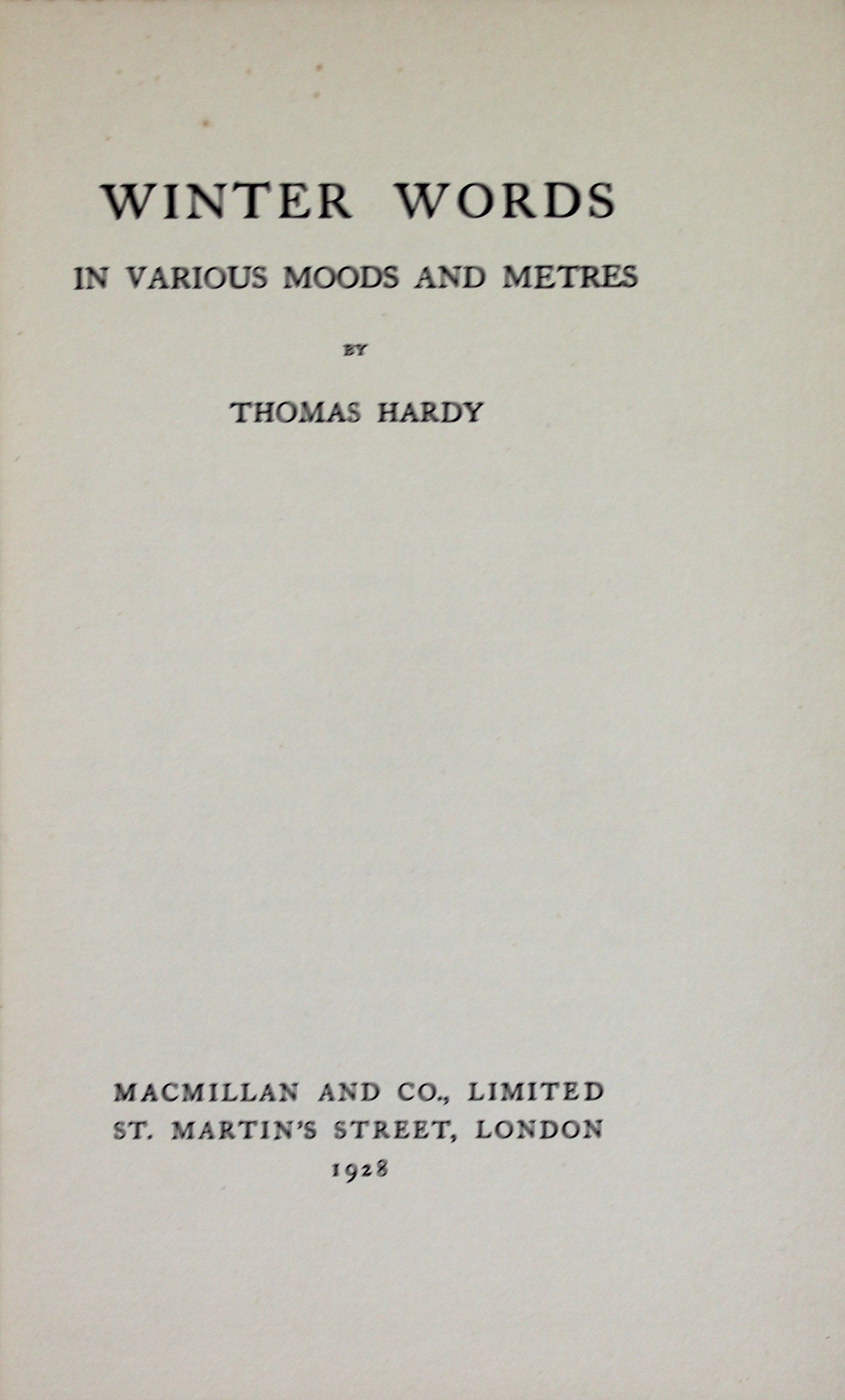 Winter Words: In Various Moods and Metres by Thomas Hardy