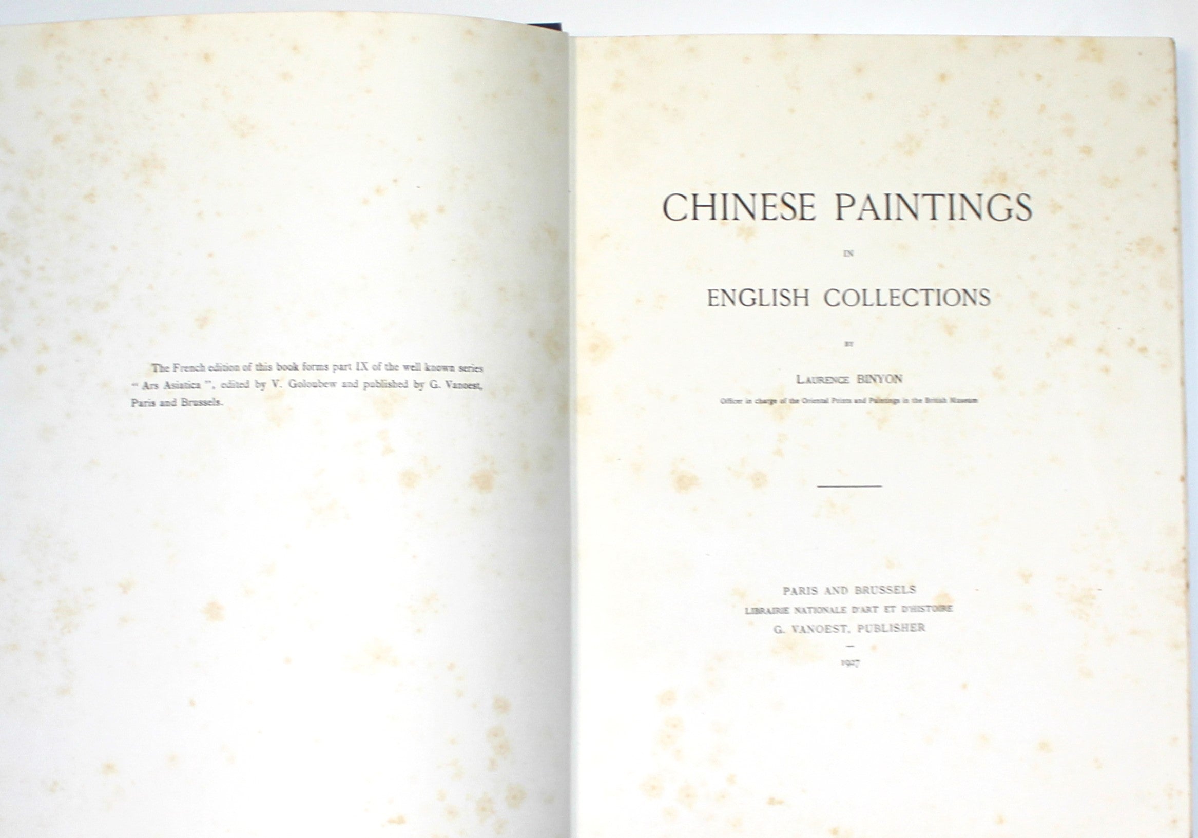 Chinese Paintings in English Collections by Binyon, Laurence