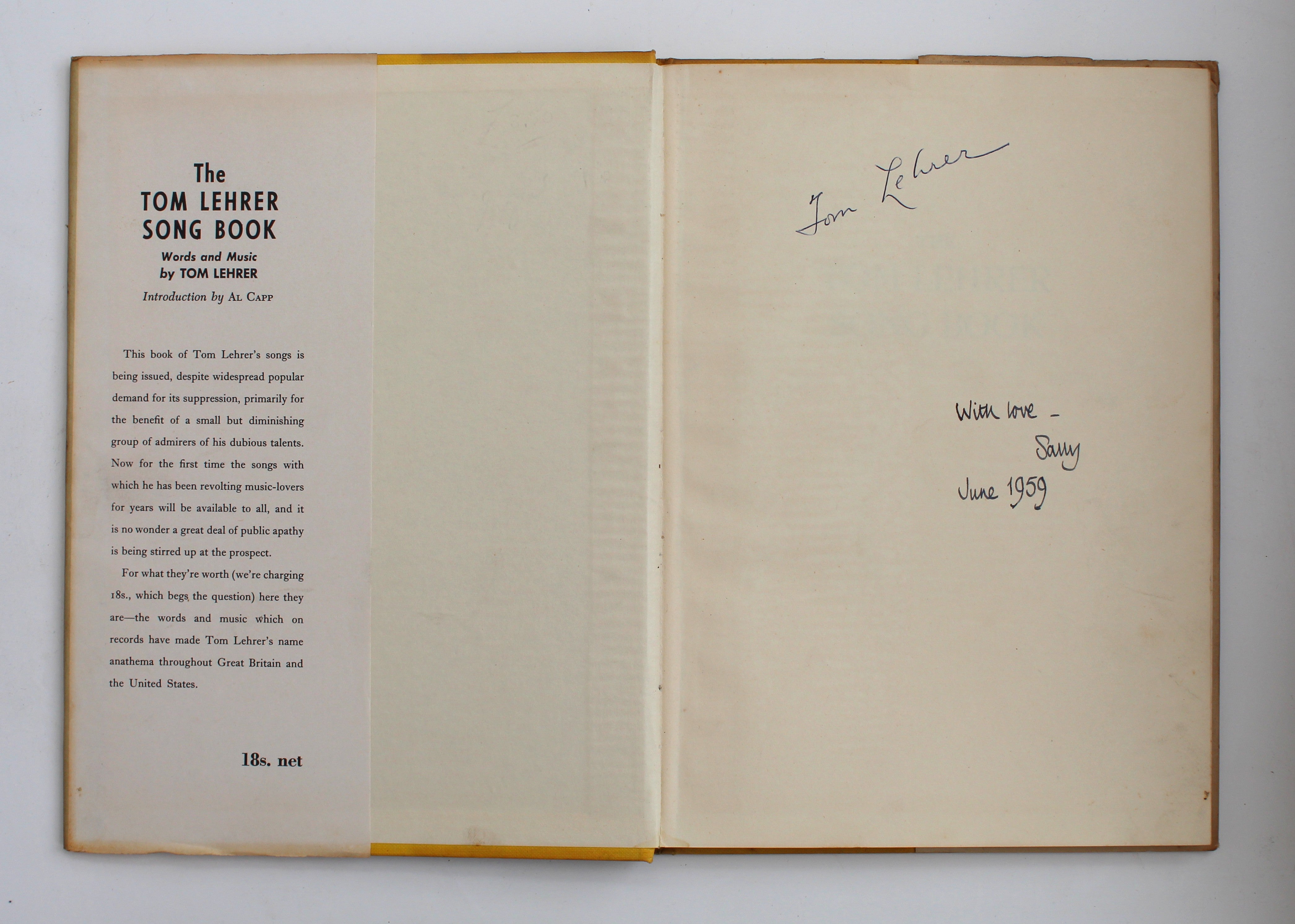 The Tom Lehrer Songbook, signed copy