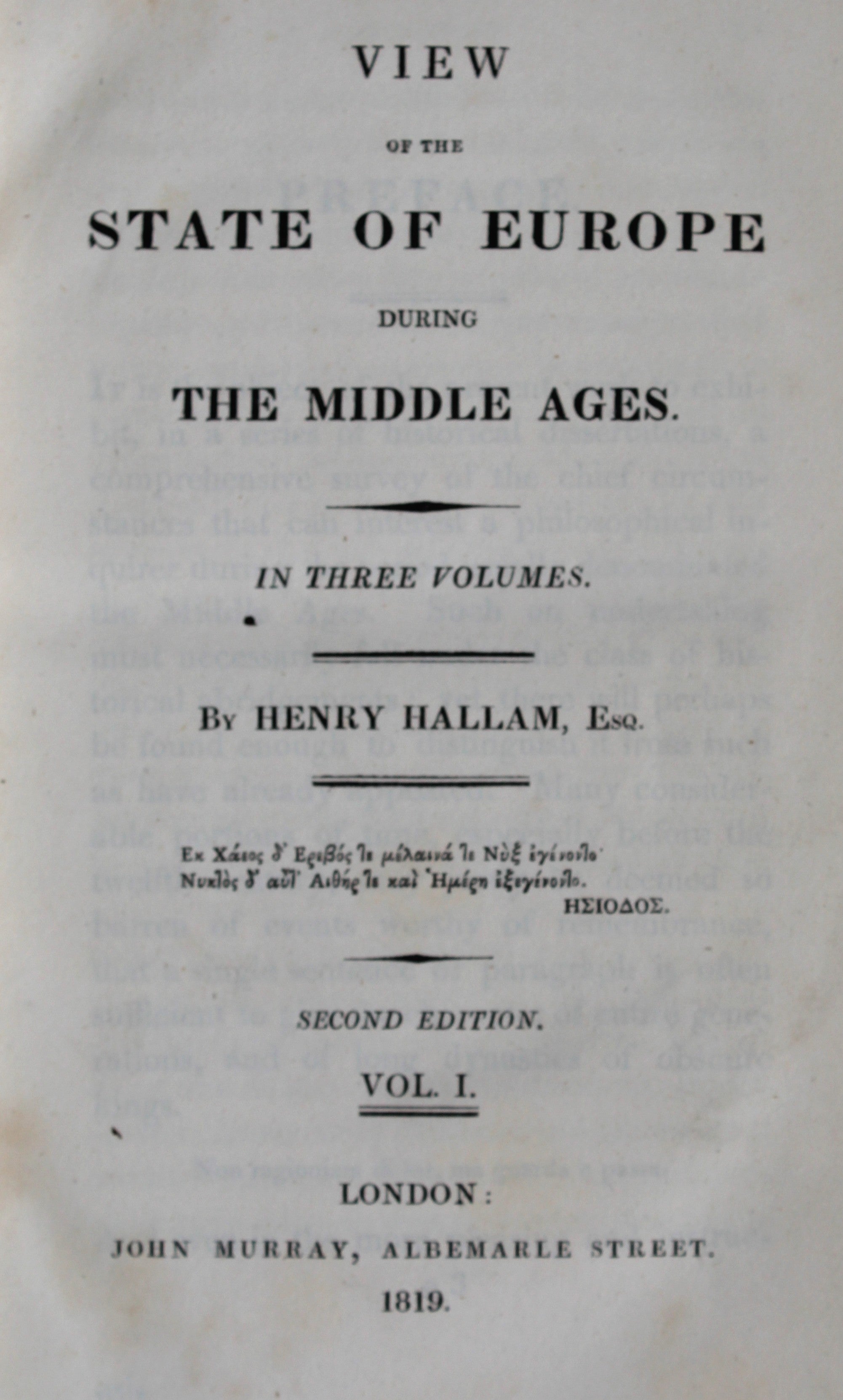 View of the State of Europe During the Middle Ages (Volumes 1-3) by Henry Hallam