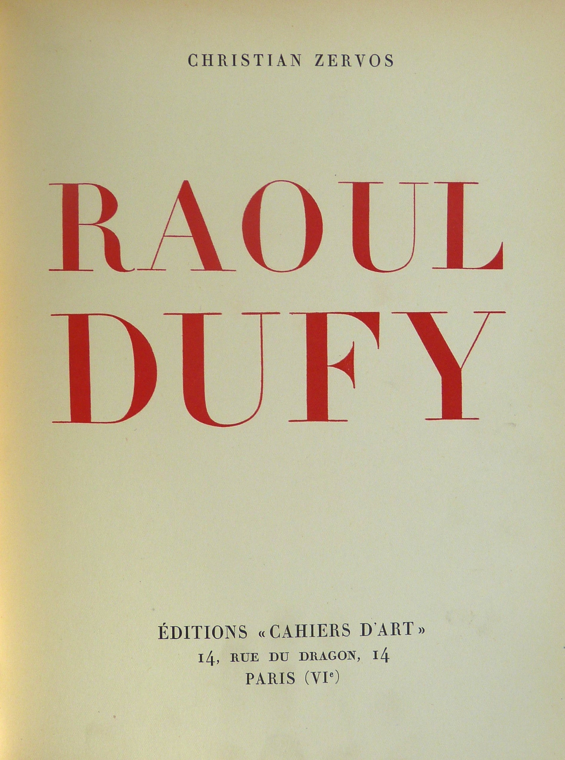 Raoul Dufy by Christian Zervos