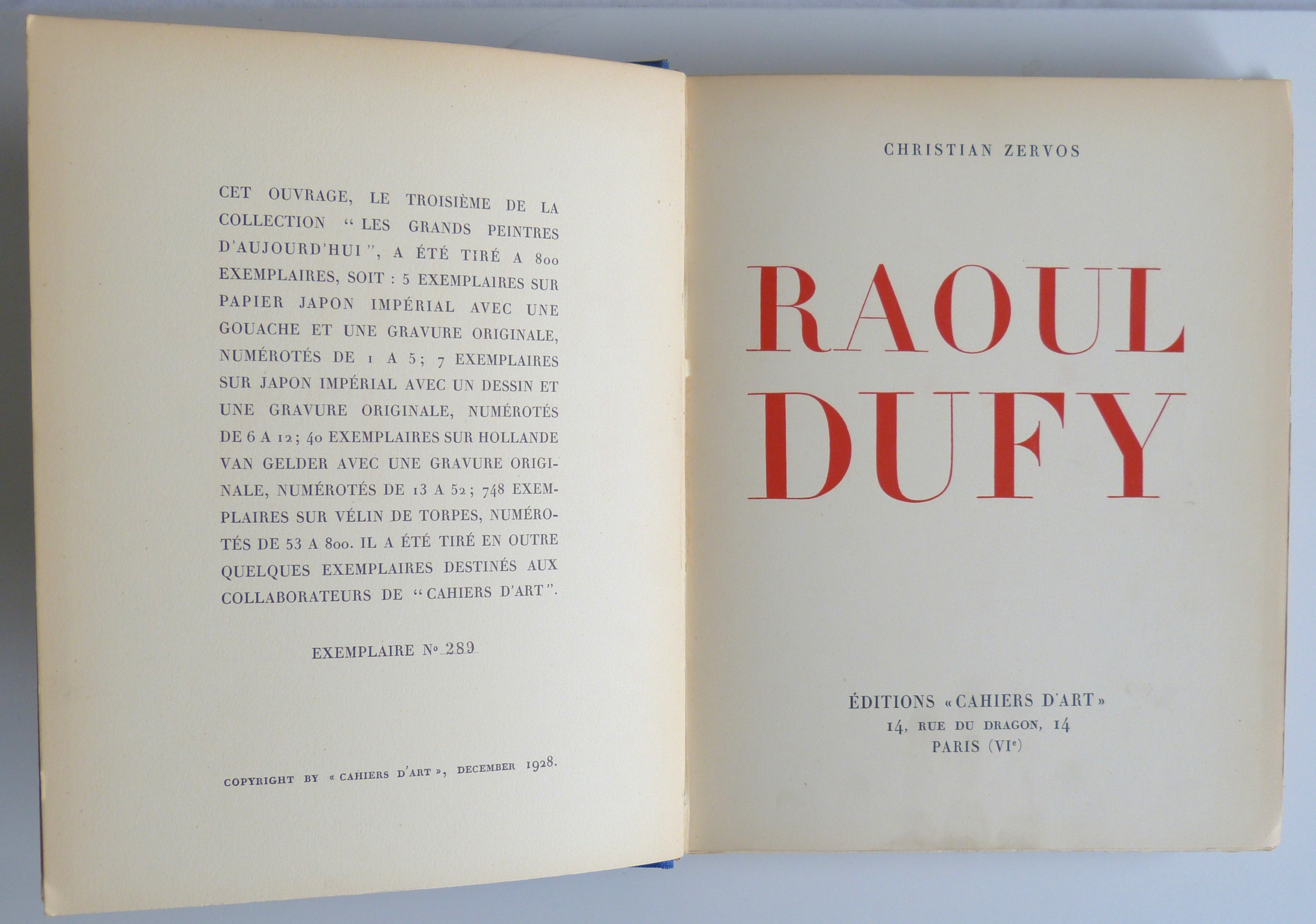 Raoul Dufy by Christian Zervos