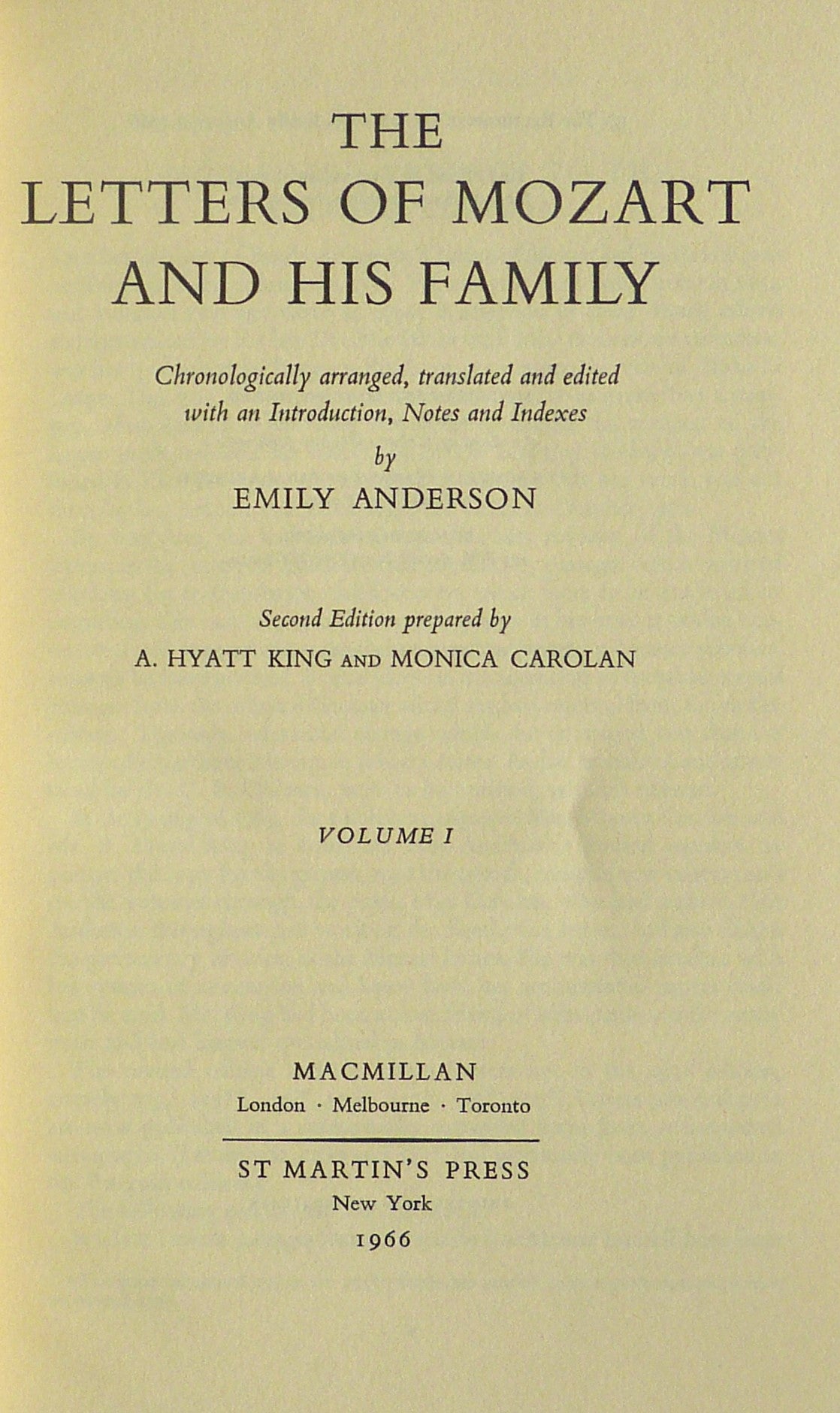 The Letters of Mozart and his Family by Anderson, Emily