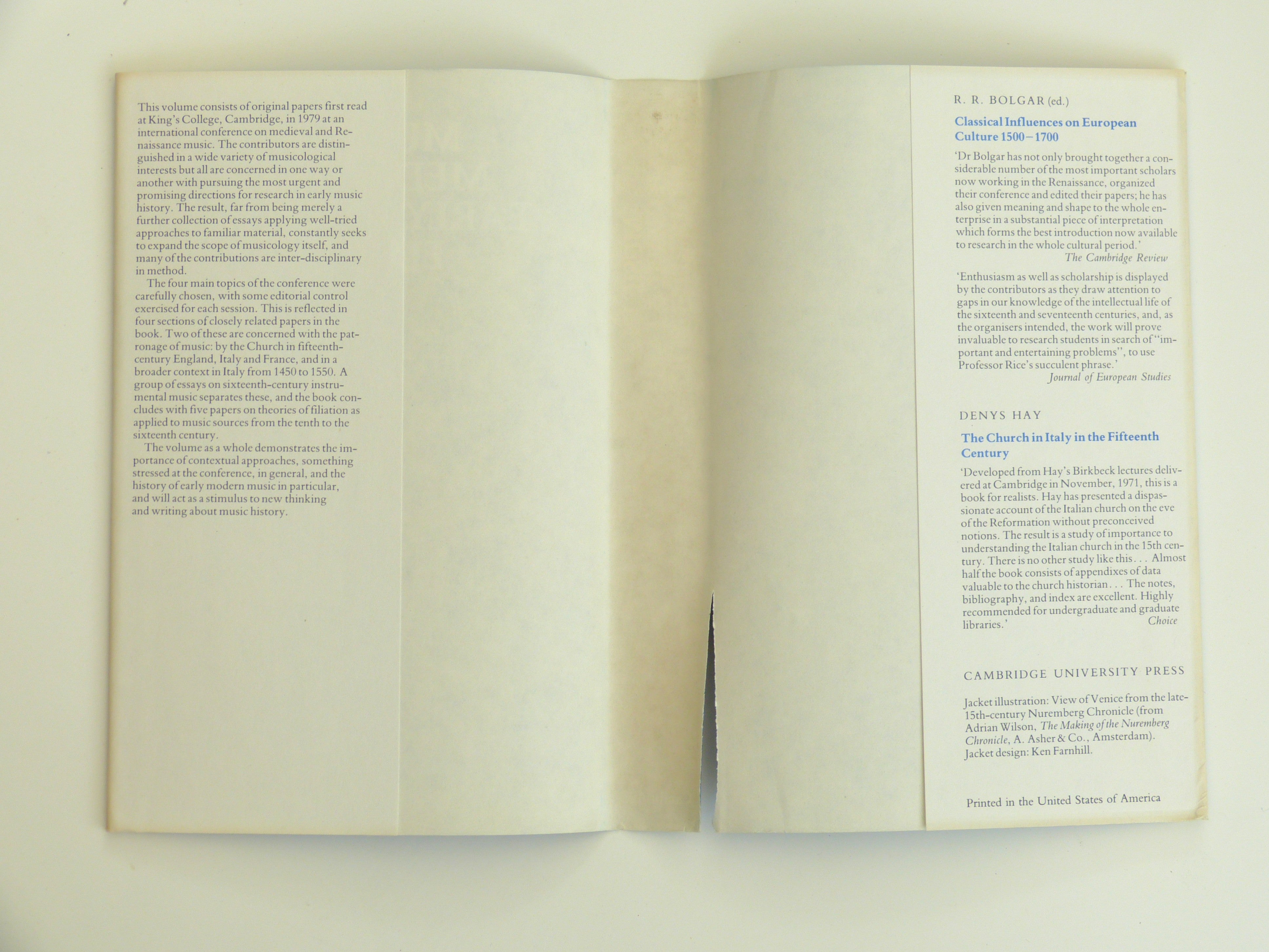 Music in Medieval and Early Modern Europe: Patronage, Sources and Texts