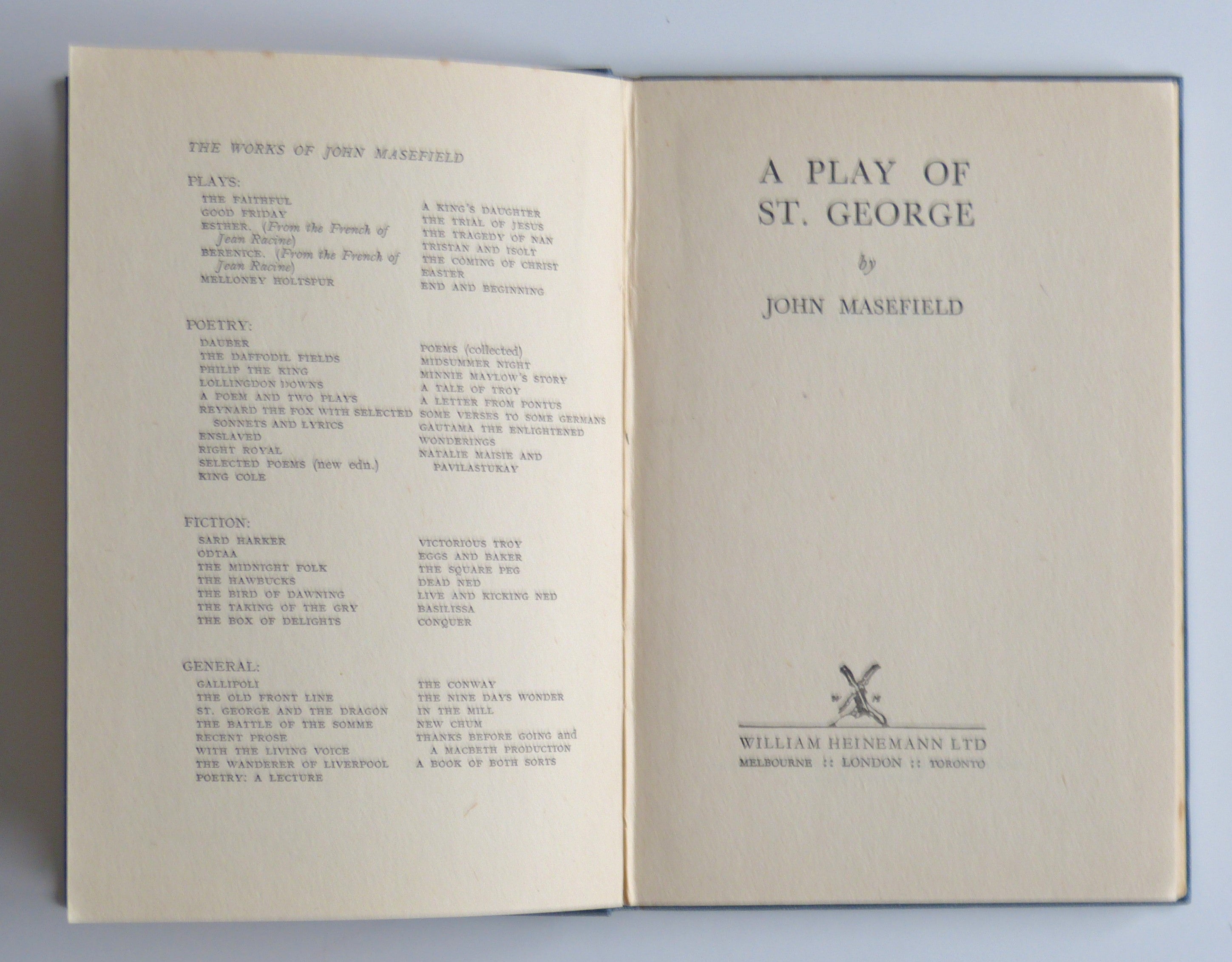 A Play Of St. George by John Masefield - signed copy