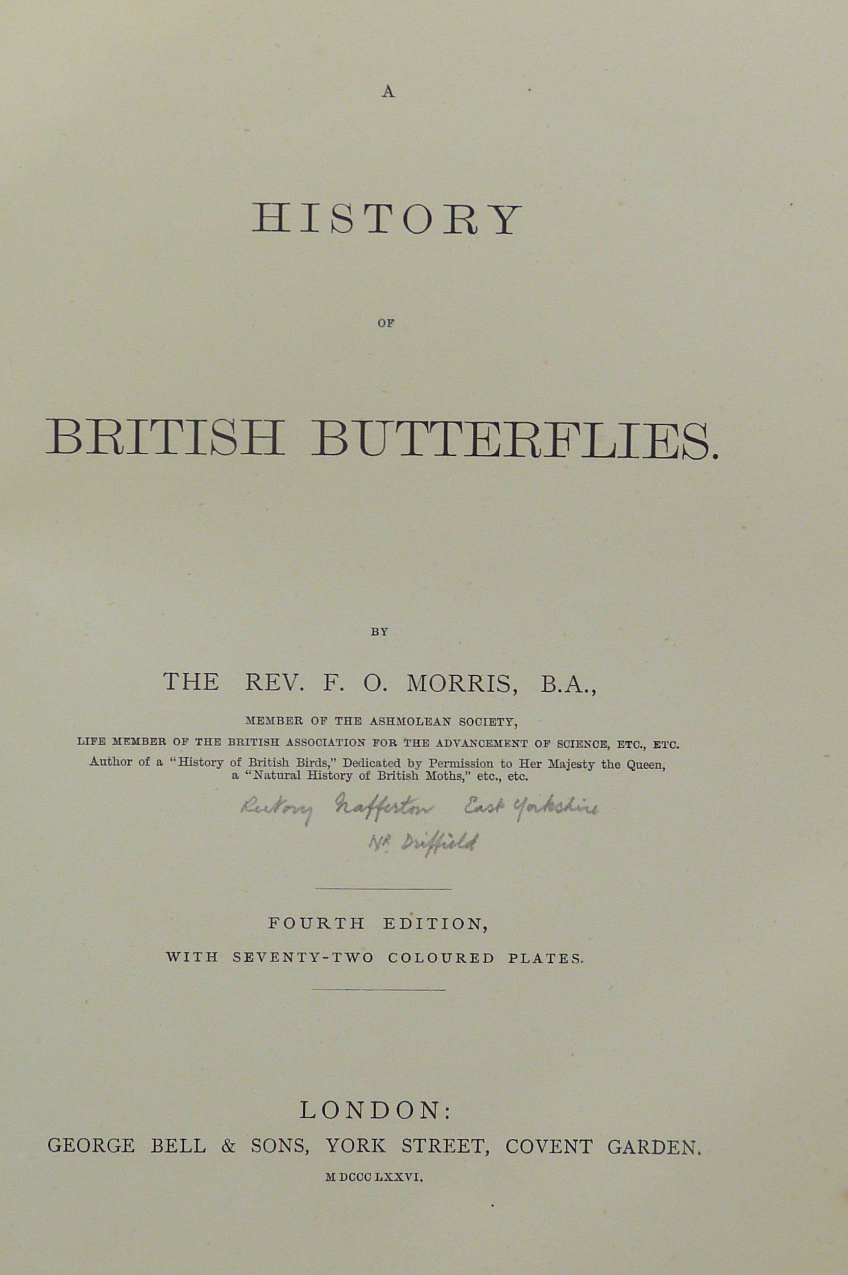 A History of British Butterflies by The Rev. F. O. Morris