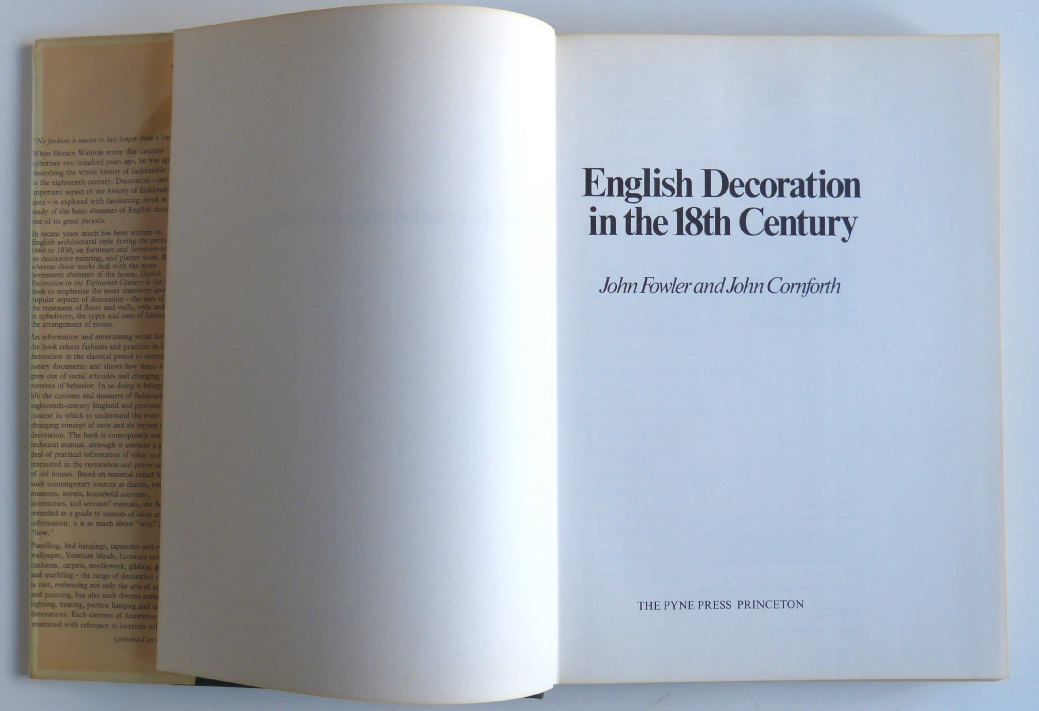 English Decoration in the Eighteenth Century by Fowler, John; Cornforth, John