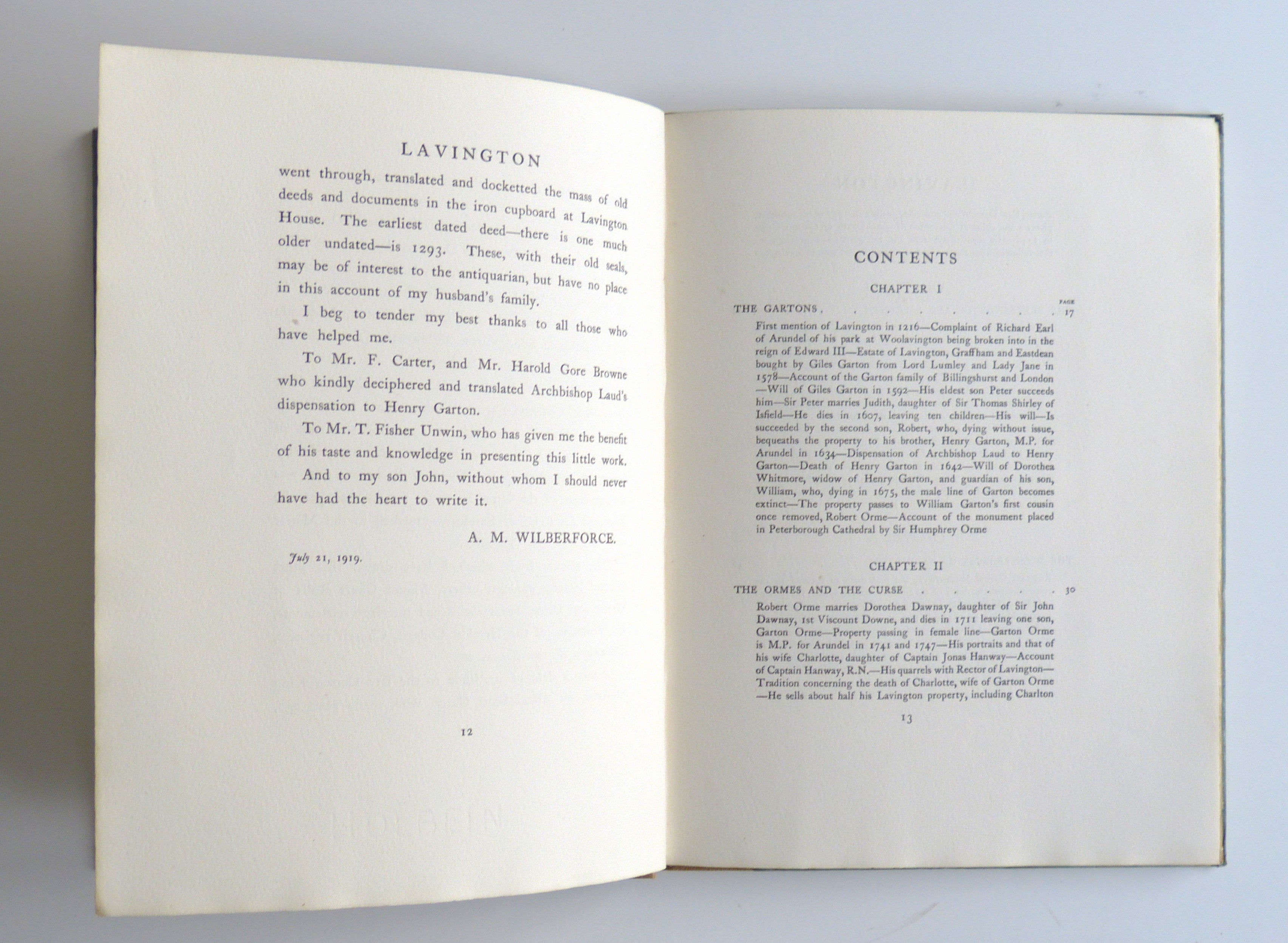 Lavington, The History of a Sussex Family by A M Wilberforce