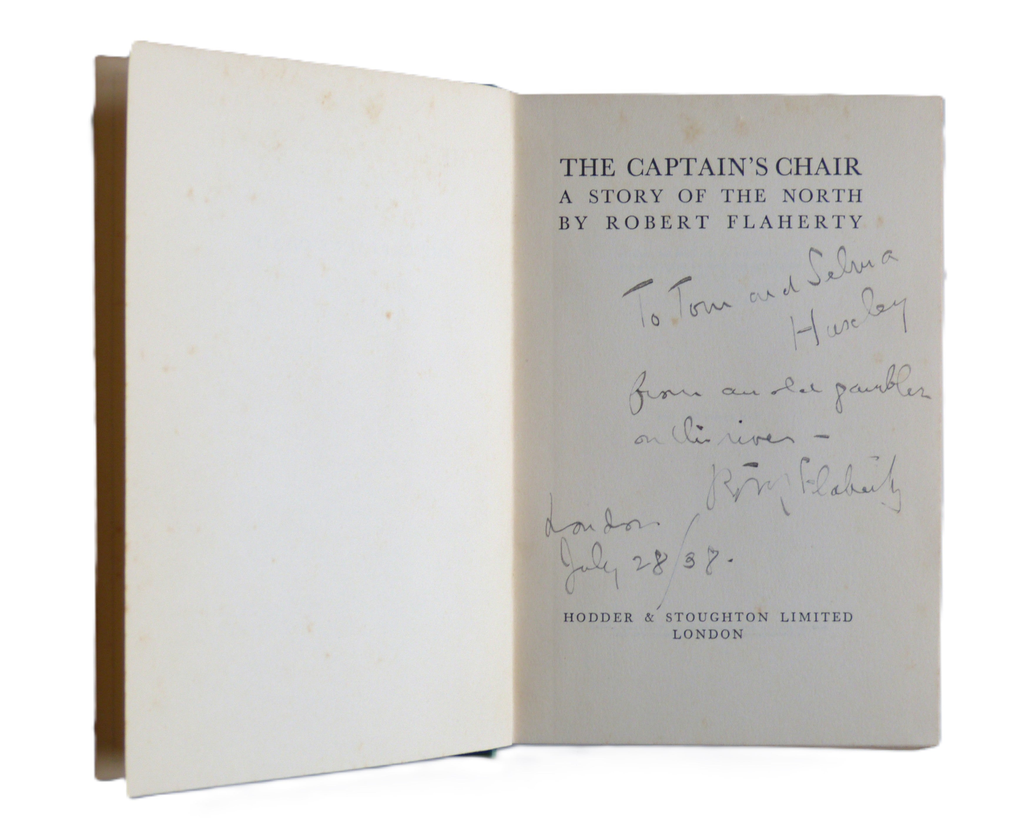 The Captain's Chair: A Story of the North  by Robert Flaherty (signed)