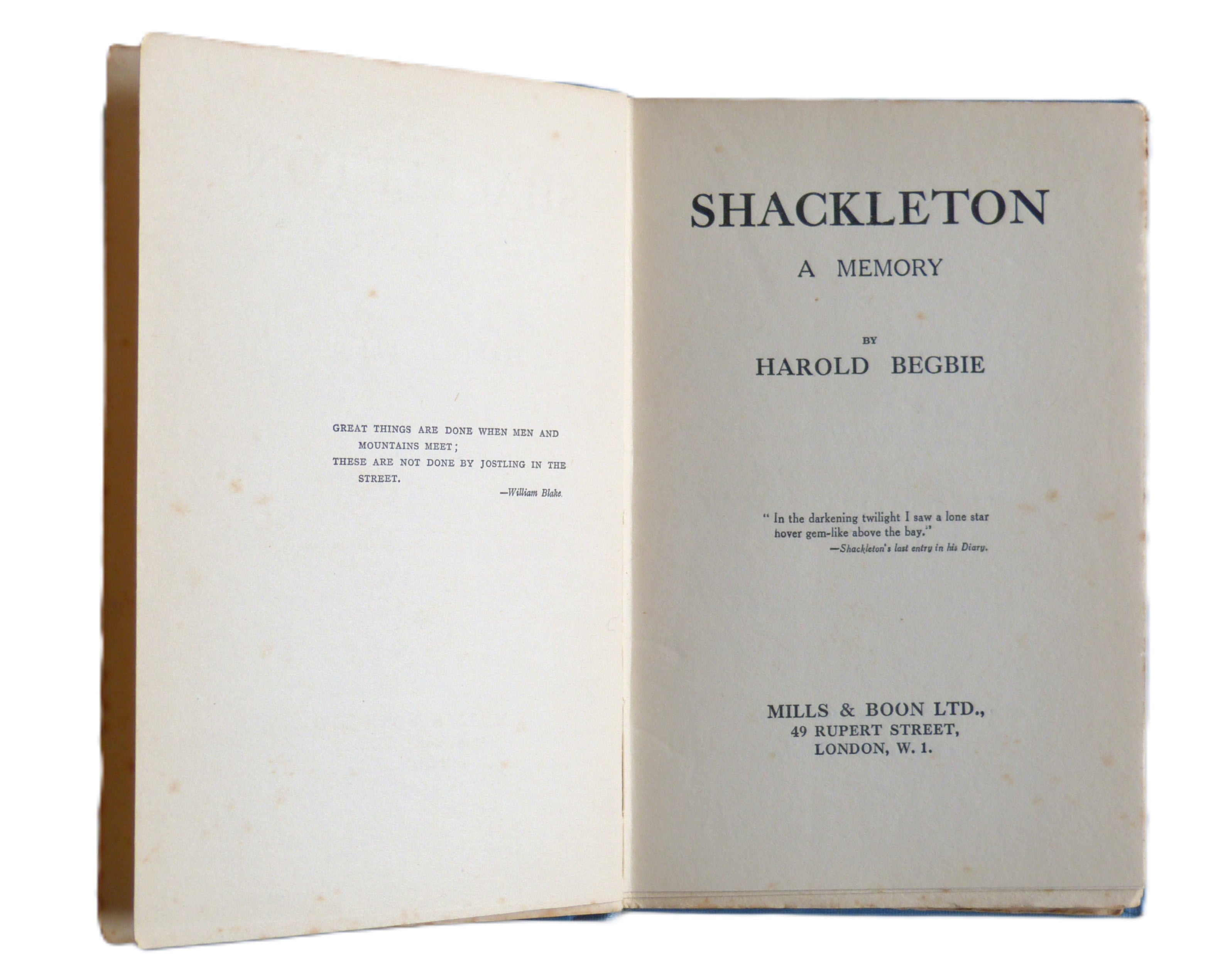 Shackleton A Memory by Harold Begbie