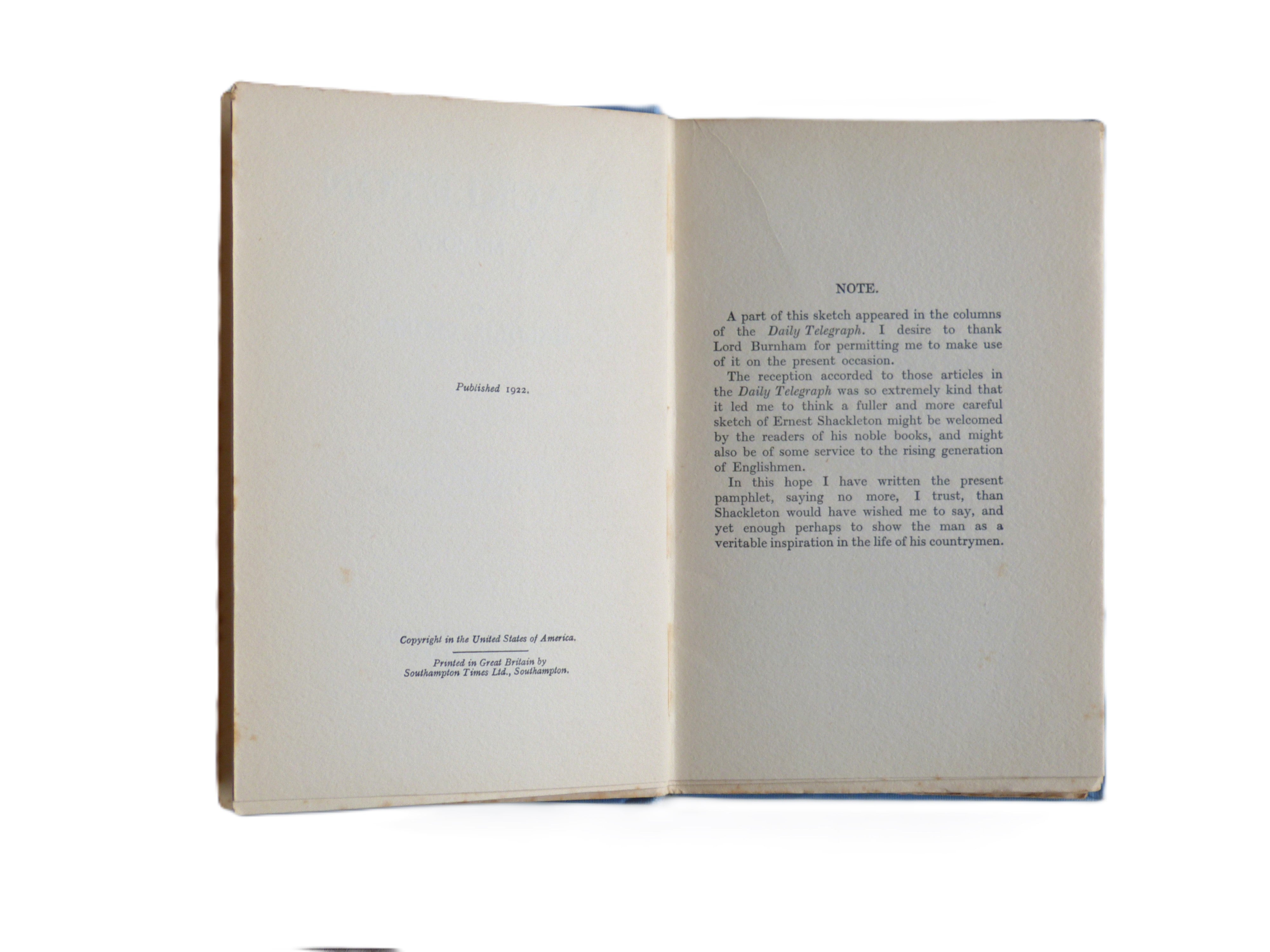 Shackleton A Memory by Harold Begbie