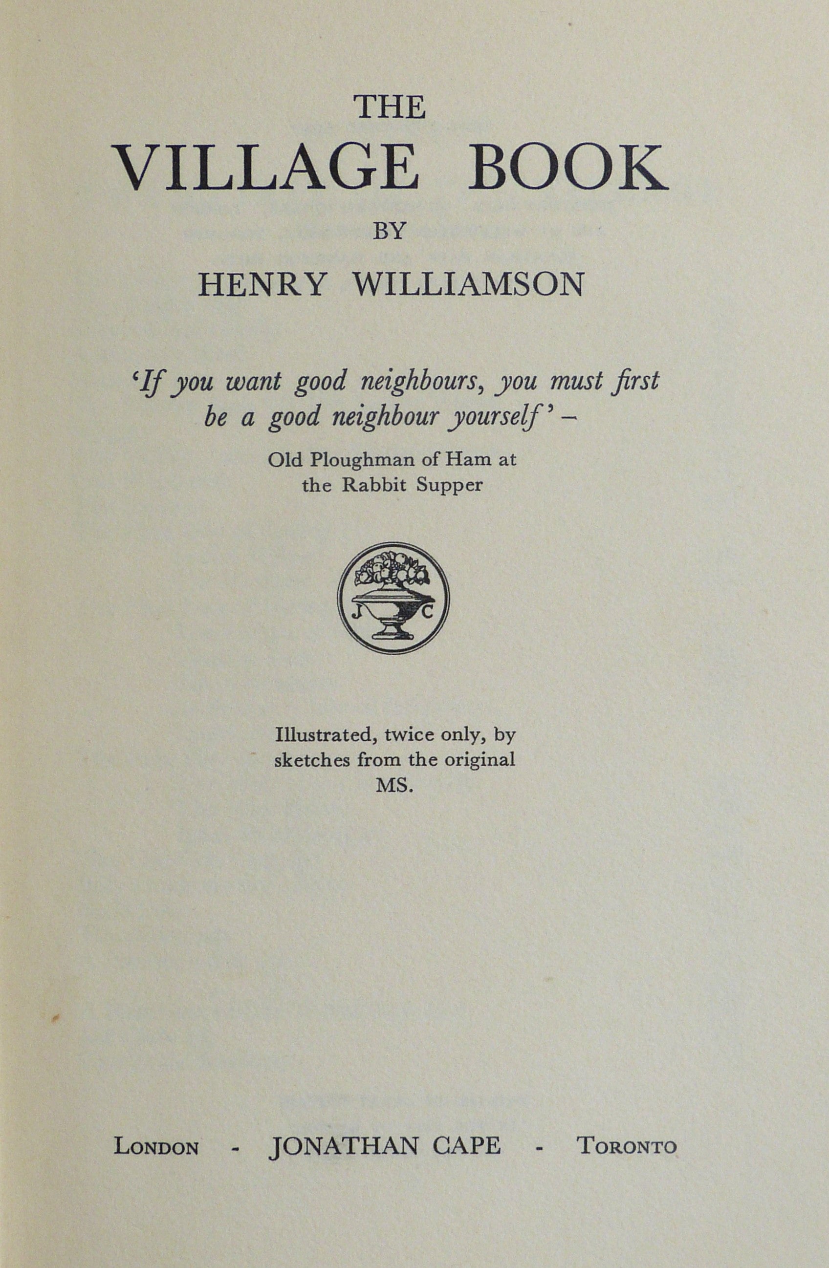 The Village Book by Williamson Henry