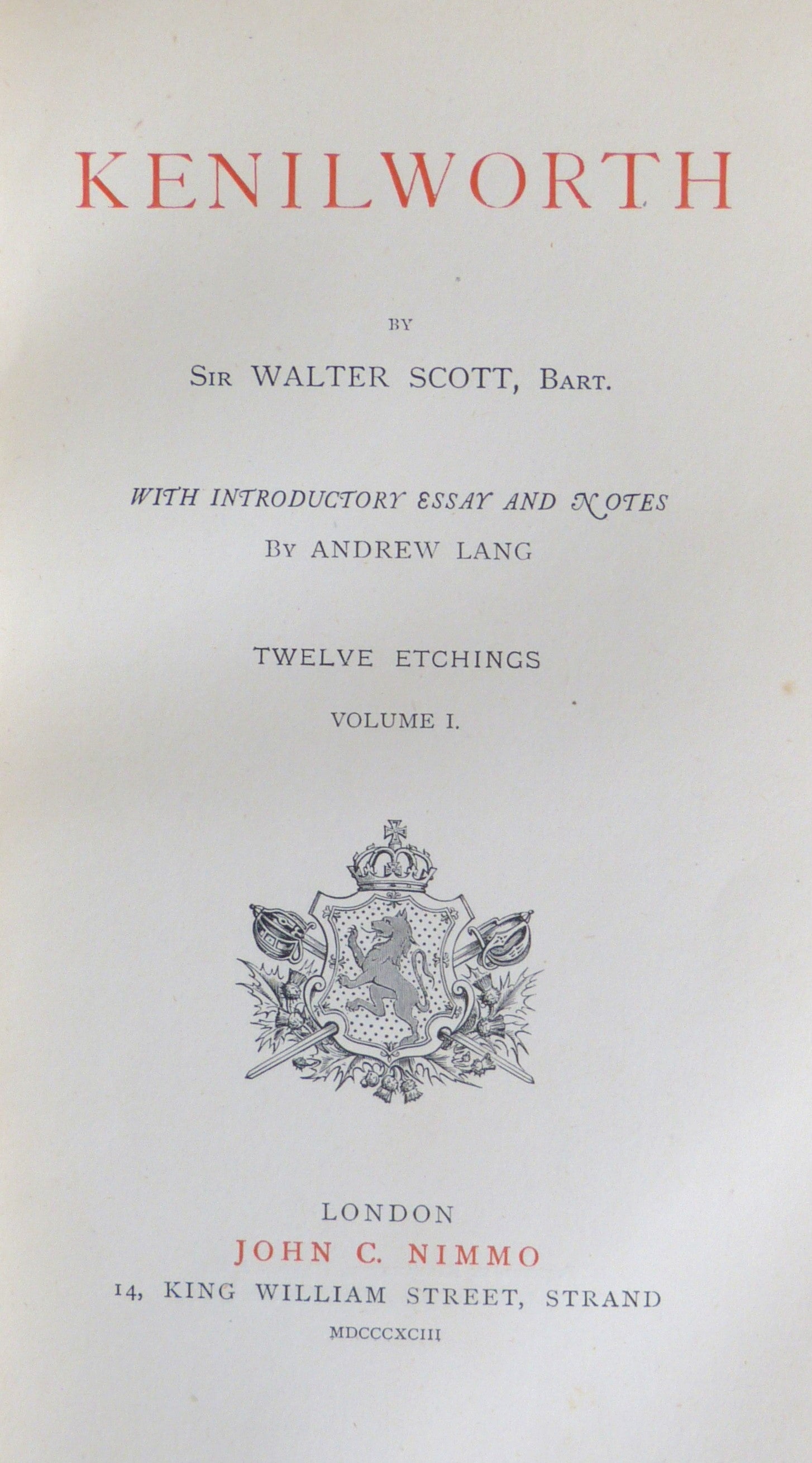 Kenilworth Waverley Novels Vol. XXII - by Sir Walter Scott