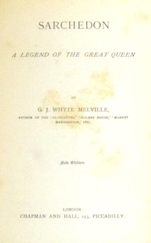 Sarchedon A Legend Of The Great Queen by G J Whyte-Melville