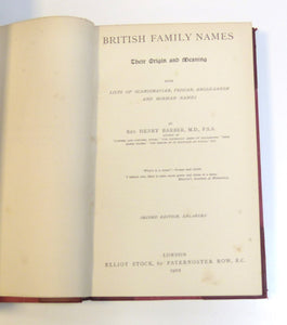 British Family Names Their Origins and Meanings by Barber, Rev. H.