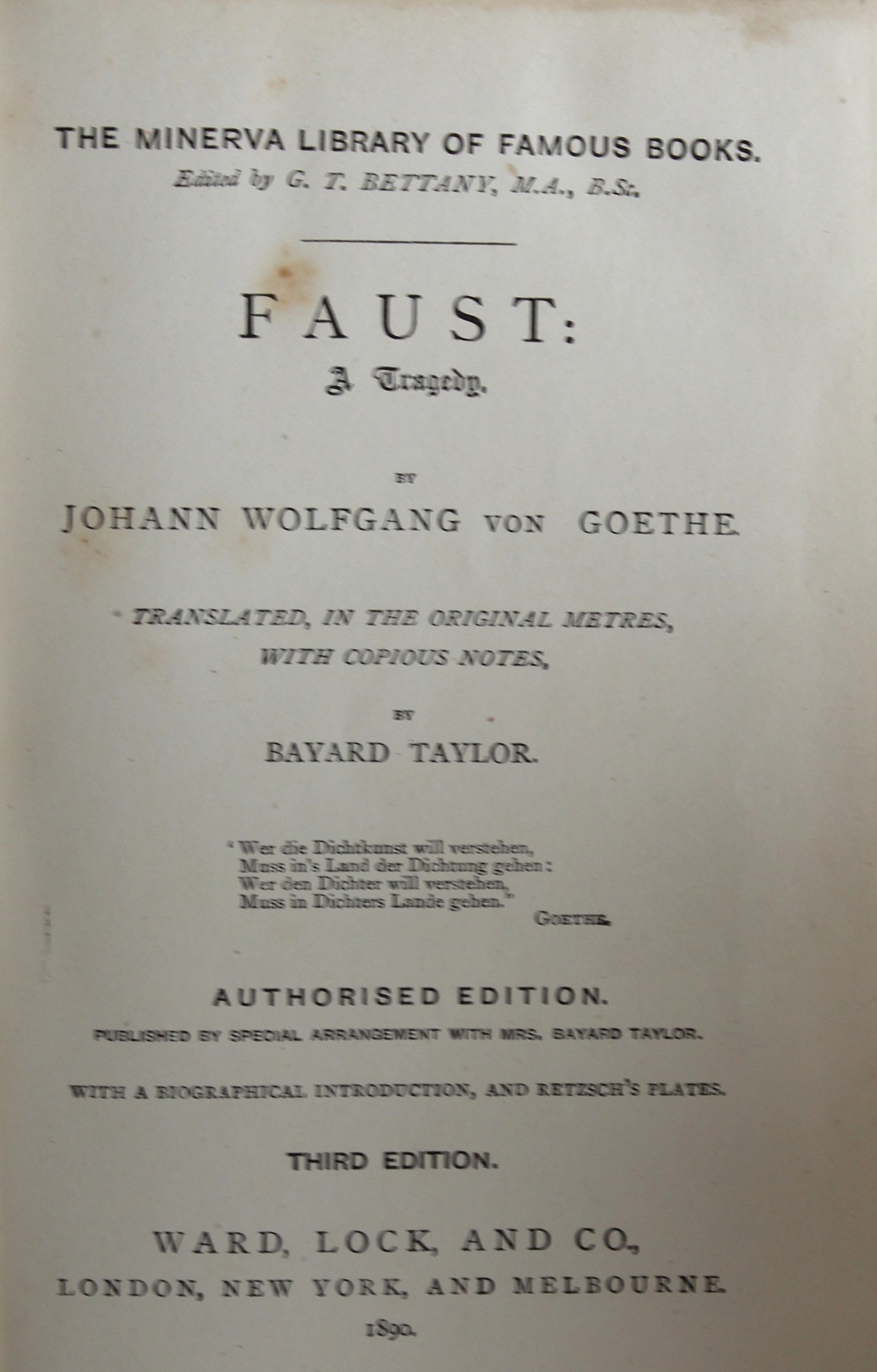 Faust by Goethe, Translated by Bayard Taylor