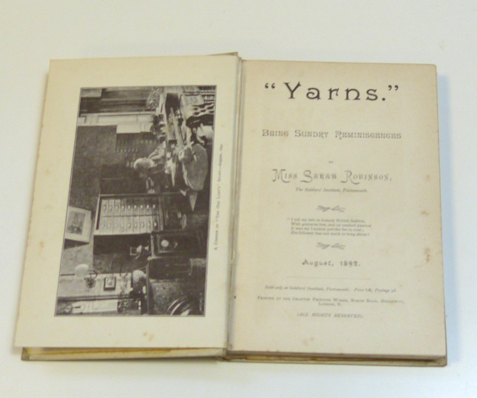 'YARNS'. Being Sundry Reminiscences by ROBINSON, Sarah.