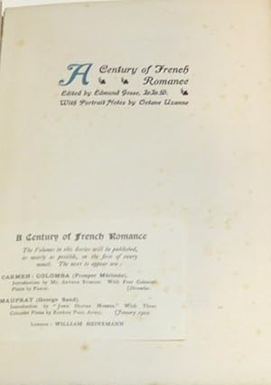 A Century of French Romance; Renee Mauperin Jules and Edmond Goncourt, Introduced by James FitzmauriceKelly, Edited by Edmund Gosse